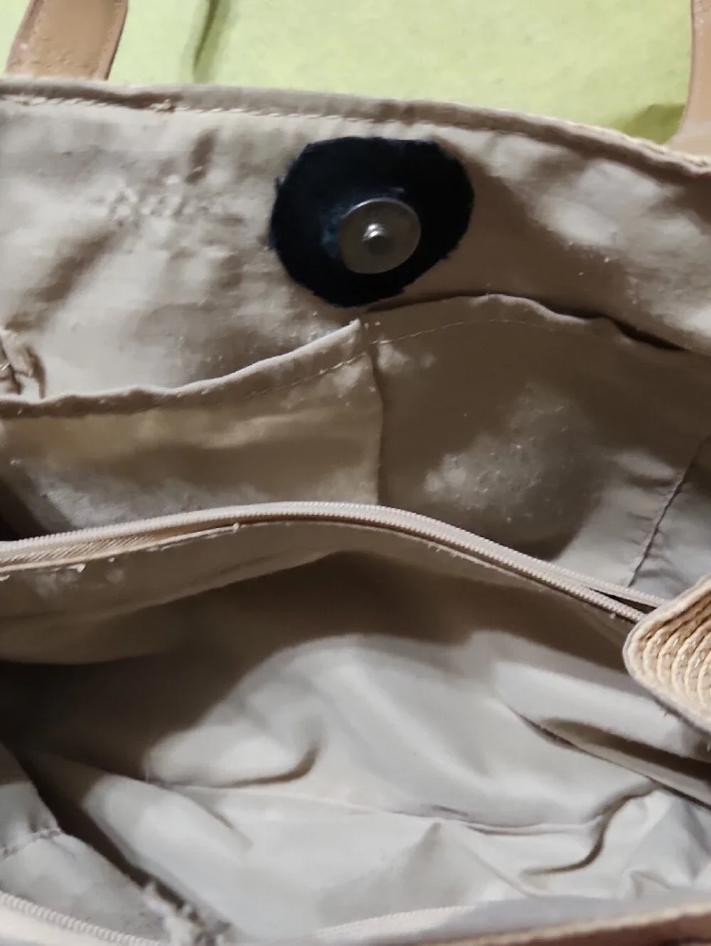 Neutral Colorblock Straw Tote Bag with Tan Handles